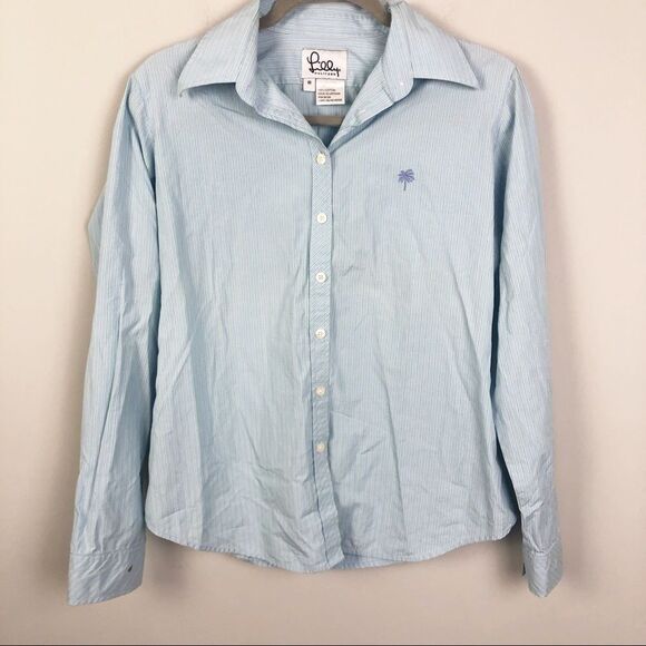 LILLY PULITZER | Button Front Collar Shirt Blue 10 - Picture 1 of 8